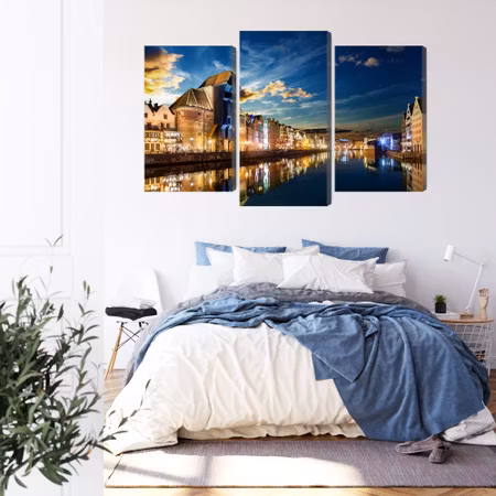 Canvastavla - Gdansk wharf and the crane at night