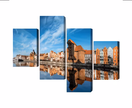 Canvastavla - Panorama of gdansk overlooking the river