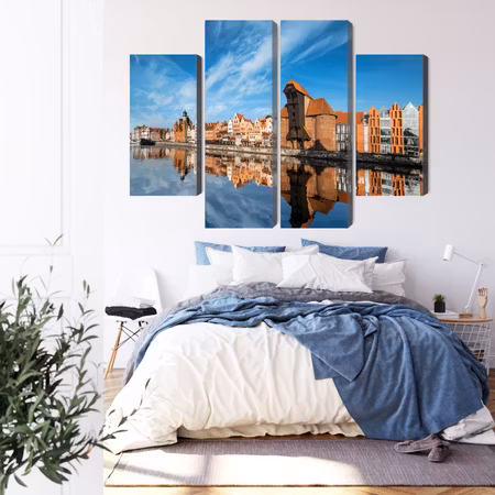 Canvastavla - Panorama of gdansk overlooking the river