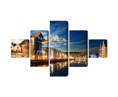 Canvastavla - The gdansk wharf and the crane by night