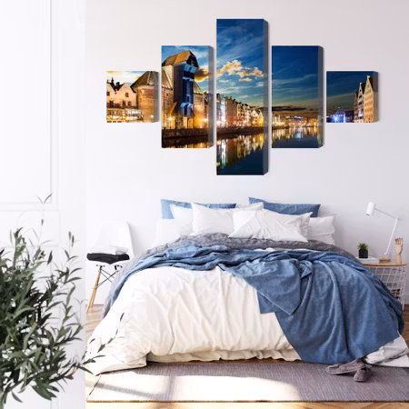 Canvastavla - The gdansk wharf and the crane by night