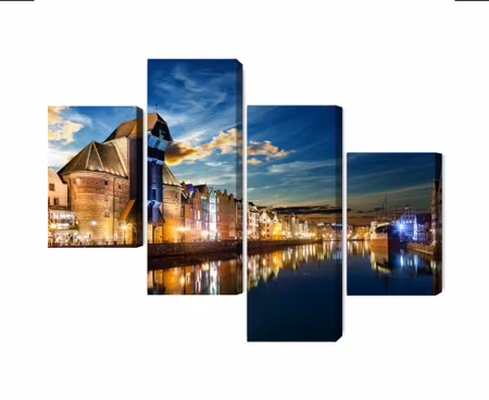 Canvastavla - Gdansk wharf and the crane at night