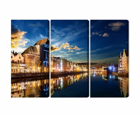 Canvastavla - Gdansk wharf and the crane at night