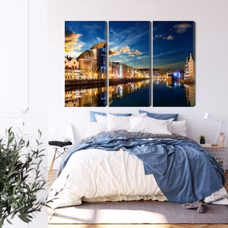 Canvastavla - Gdansk wharf and the crane at night