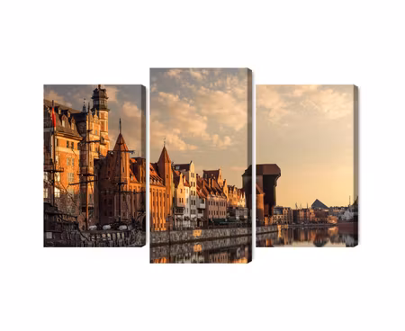 Canvastavla - The port of gdansk at sunset