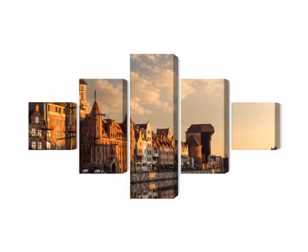 Canvastavla - The port of gdansk at sunset