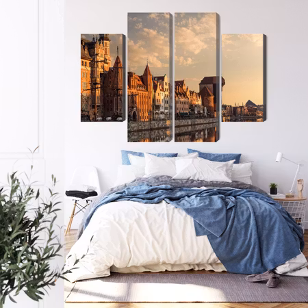 Canvastavla - The port of gdansk at sunset
