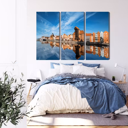 Canvastavla - Panorama of gdansk overlooking the river