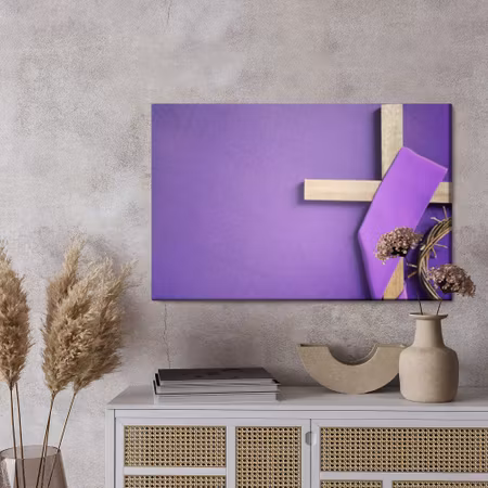 Canvastavla - Cross on a purple background