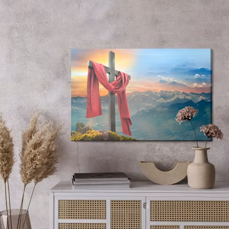 Canvastavla - Cross on the background of the mountains