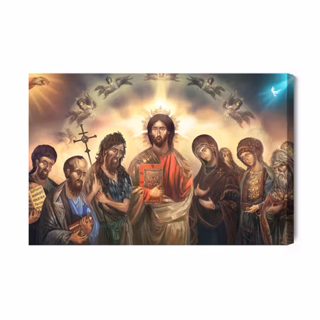 Canvastavla - Jesus christ surrounded by saints