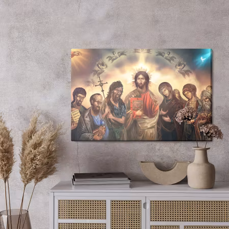 Canvastavla - Jesus christ surrounded by saints