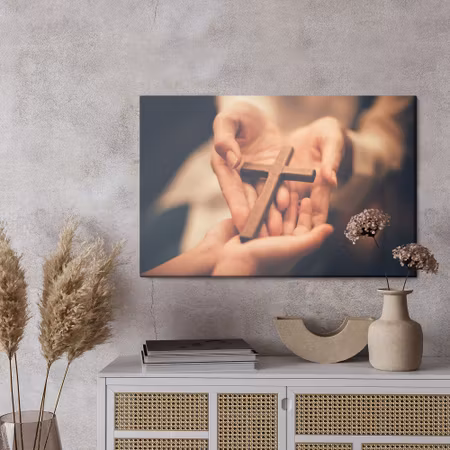 Canvastavla - Cross on the hands