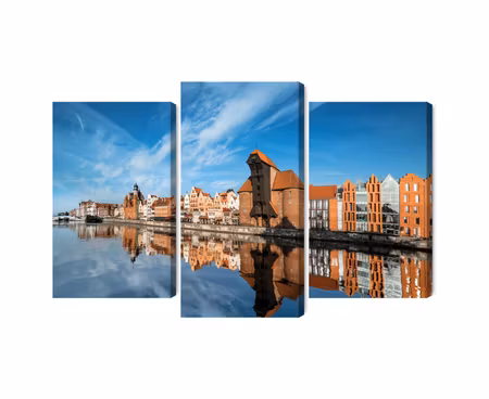 Canvastavla - Panorama of gdansk overlooking the river