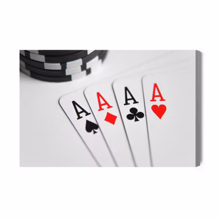 Canvastavla - Four aces to play poker