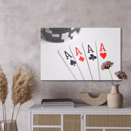 Canvastavla - Four aces to play poker