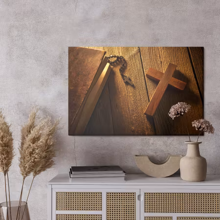 Canvastavla - Cross on wood