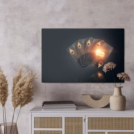 Canvastavla - Black poker playing cards