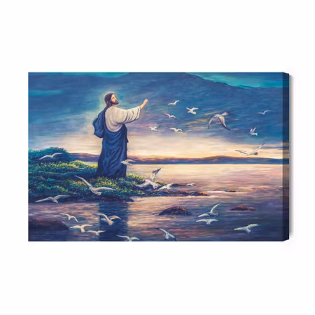 Canvastavla - Jesus standing on the seashore