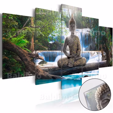 Akrylglastavla - Buddha and Waterfall
