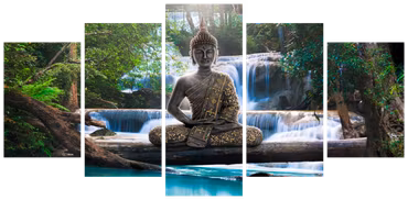 Akrylglastavla - Buddha and Waterfall