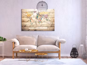 Anslagstavla - World map wooden oceans