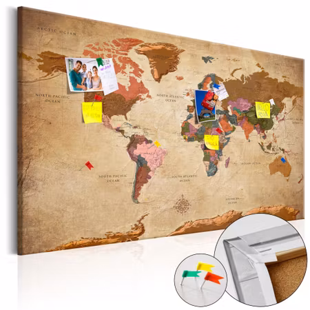 Anslagstavla - World map brown elegance