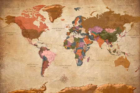Anslagstavla - World map brown elegance