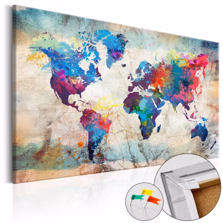 Anslagstavla - World map colourful madness