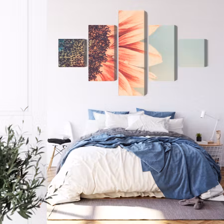 Canvastavla - Multipart Blooming Sunflower on a