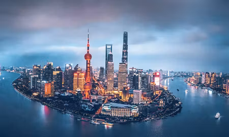 Canvastavla - Multipart Shanghai Panorama At Night