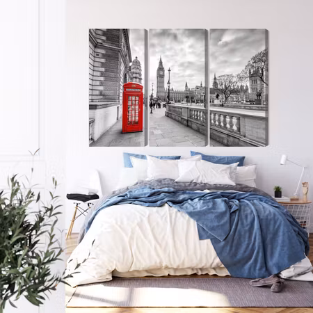 Canvastavla - Multipart Red London Telephone