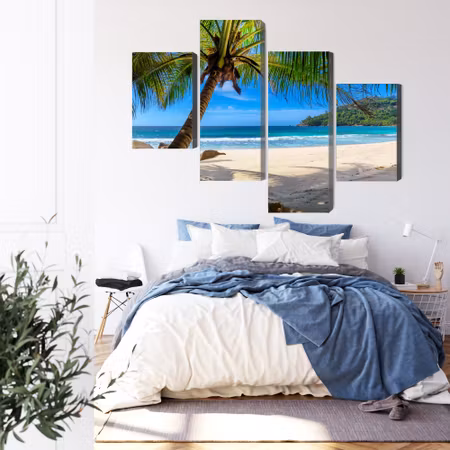 Canvastavla - Multipart Tropical Beach with D Palm