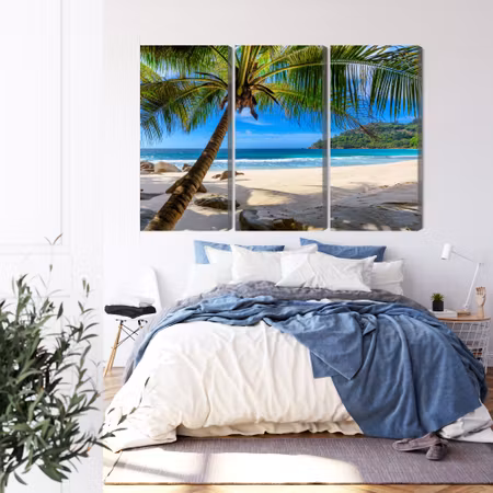 Canvastavla - Multipart Tropical Beach with D Palm