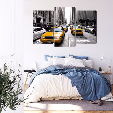 Canvastavla - Multipart Taxis in New York