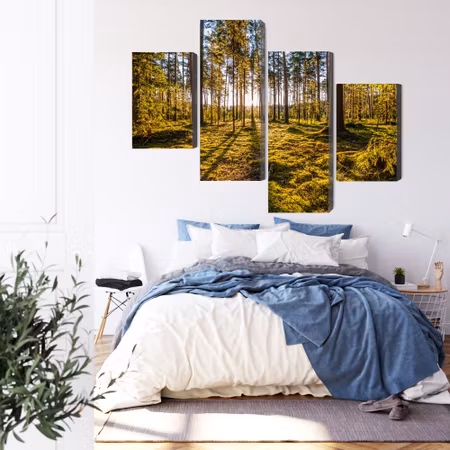 Canvastavla - Multipart D Sunny Forest Landscape