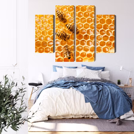 Canvastavla - Multipart Bees on the Honeycomb