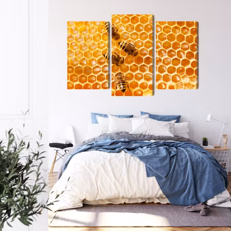Canvastavla - Multipart Bees on the Honeycomb
