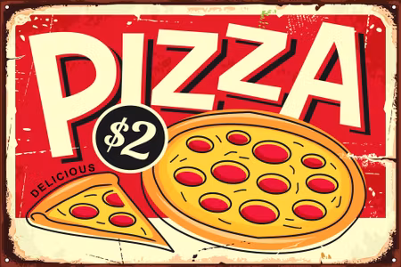 Canvastavla - Pizza and Retro Lettering