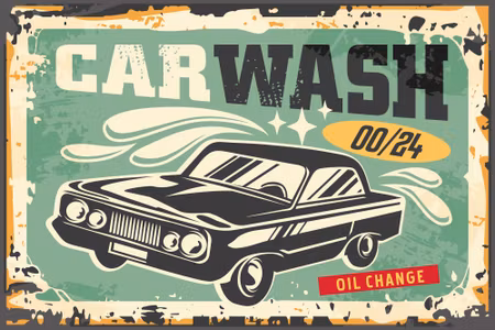 Canvastavla - Old Car and Retro Lettering
