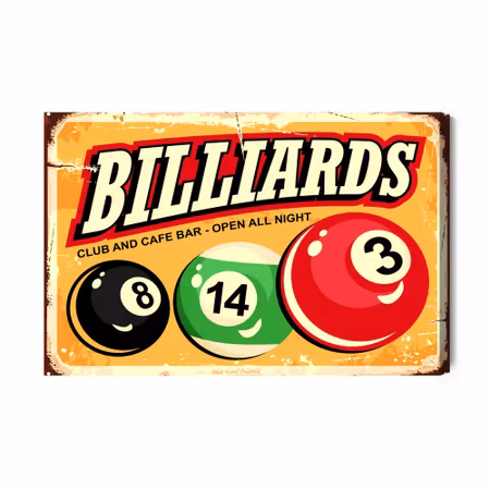 Canvastavla - Billiard Balls and Retro Lettering