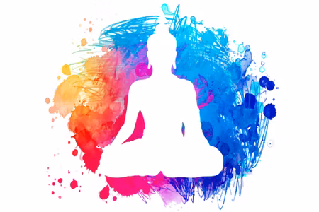 Canvastavla - Buddha on a Watercolor Background