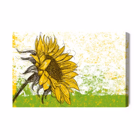 Canvastavla - Drawn Sunflower in Retro Style