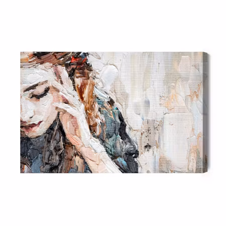 Canvastavla - Portrait of a Girl in a Cafe