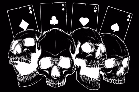 Canvastavla - Skulls on a Background of Cards