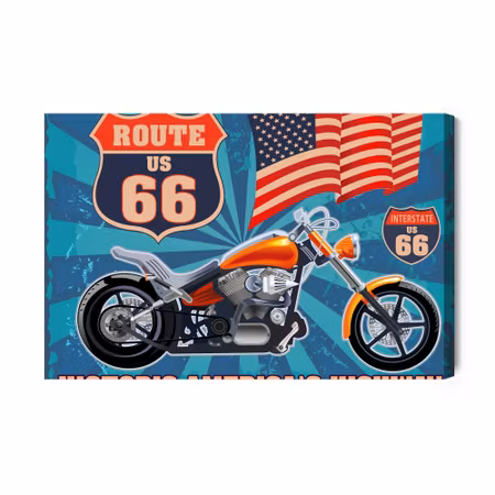 Canvastavla - Motorcycle with the American Flag