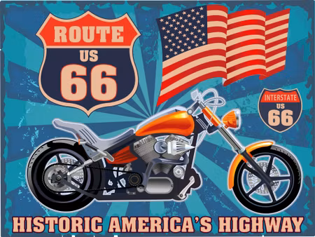 Canvastavla - Motorcycle with the American Flag