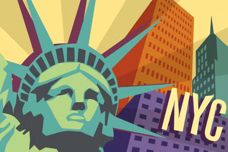 Canvastavla - Colorful New York in Retro Style