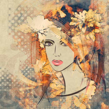 Canvastavla - Art Sketching Beautiful Girl Face