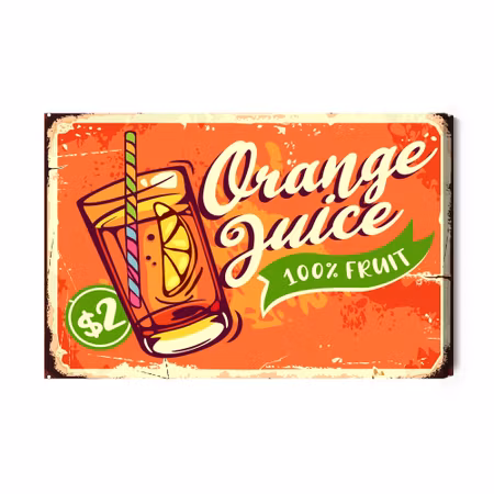 Canvastavla - Orange Juice and Retro Lettering